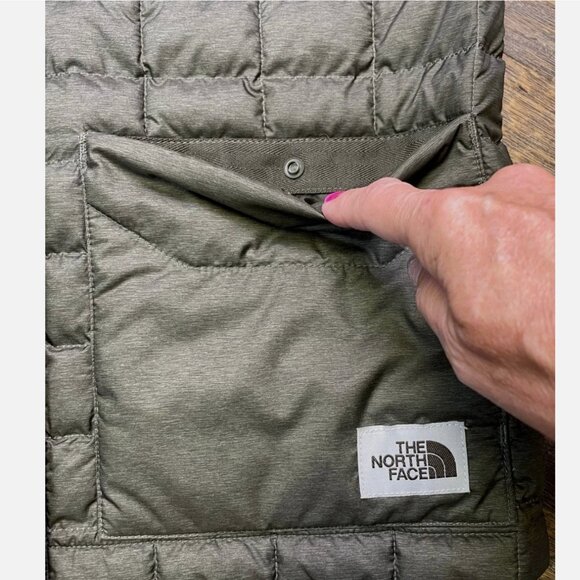 North Face Womens M Thermoball Eco Snap Puffer Puffy Jacket Coat Olive Green - Picture 5 of 9